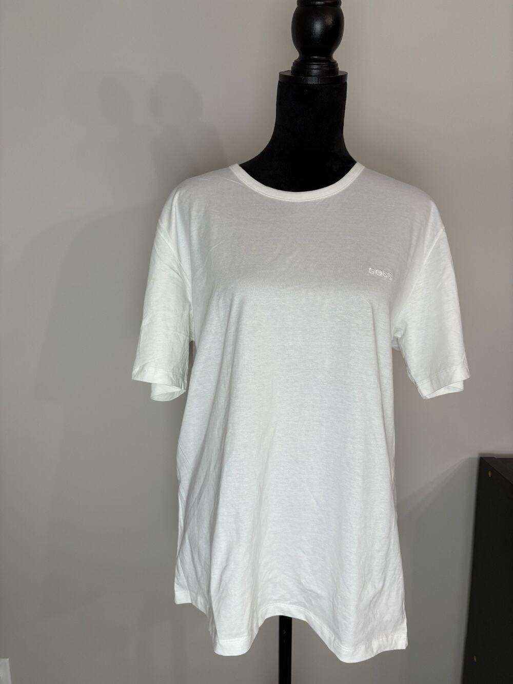 BOSS Men’s Comfort Fit Logo Crew Neck Short Sleeve White T-Shirt Size L
